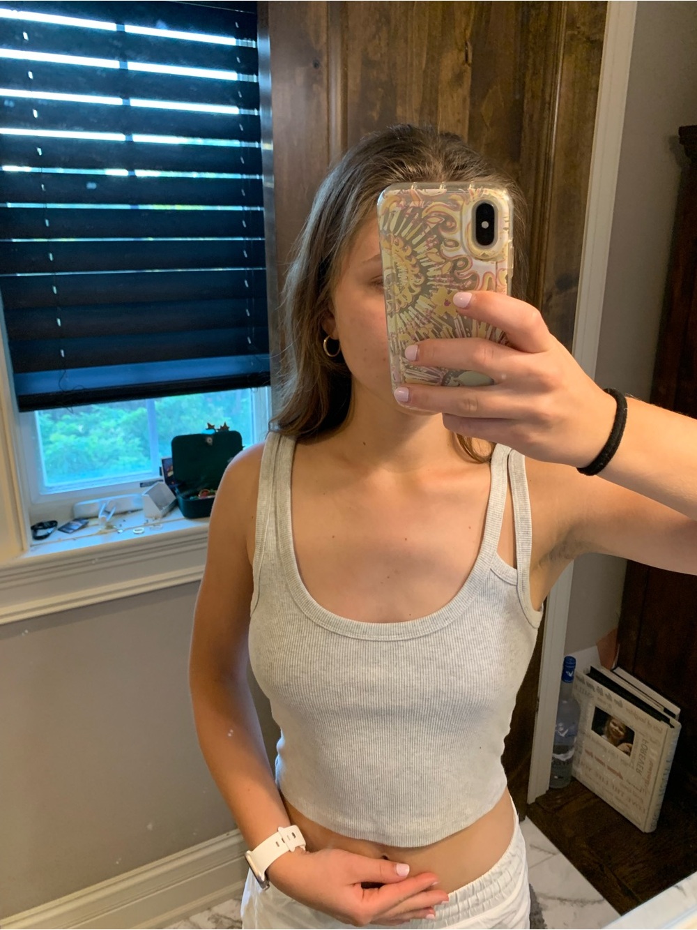 Abercrombie and Fitch Ribbed Scoop Neck Tank Top - Light Gray